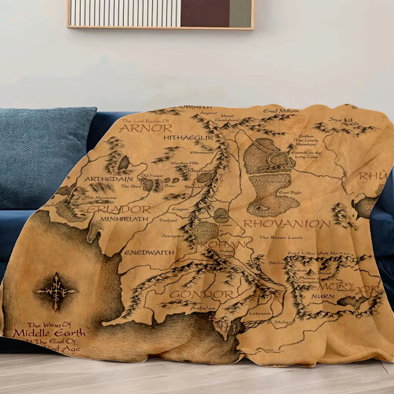 Manta del mapa de la Tierra Media de 'El Señor De Los Anillos'