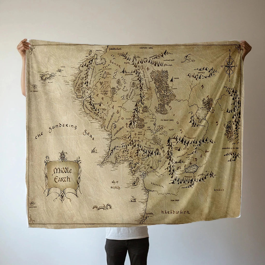 Manta del mapa de la Tierra Media de 'El Señor De Los Anillos'