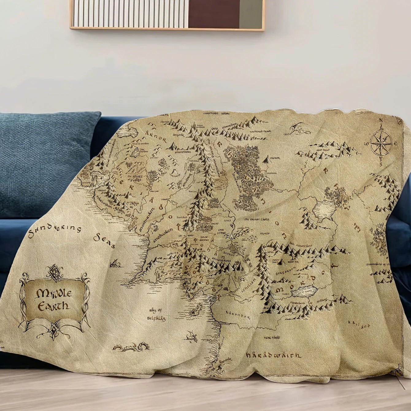 Manta del mapa de la Tierra Media de 'El Señor De Los Anillos'