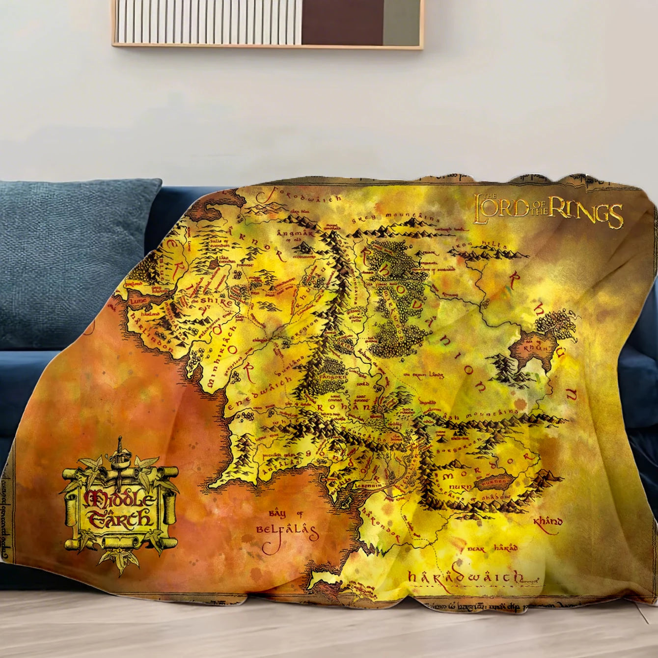 Manta del mapa de la Tierra Media de 'El Señor De Los Anillos'